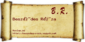 Beszédes Róza névjegykártya